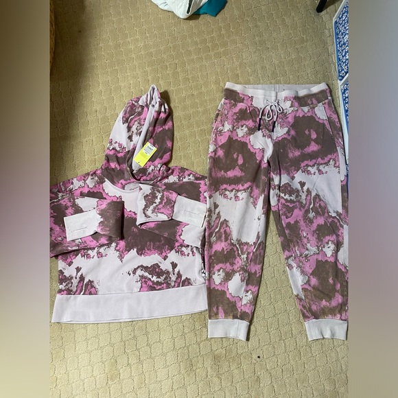 Joy lab women’s tye dye crew neck hoodie with matching sweater pants size xl, L - Picture 2 of 14
